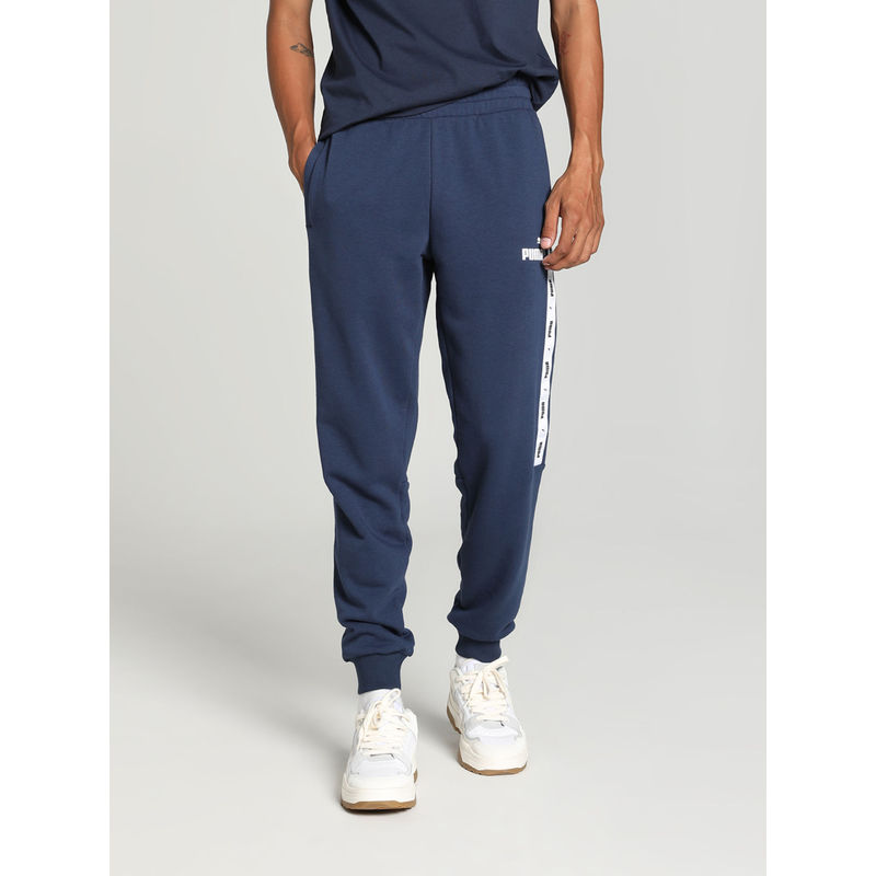 Puma Essentials+ Tape Sweat Mens Navy Blue Joggers (S)