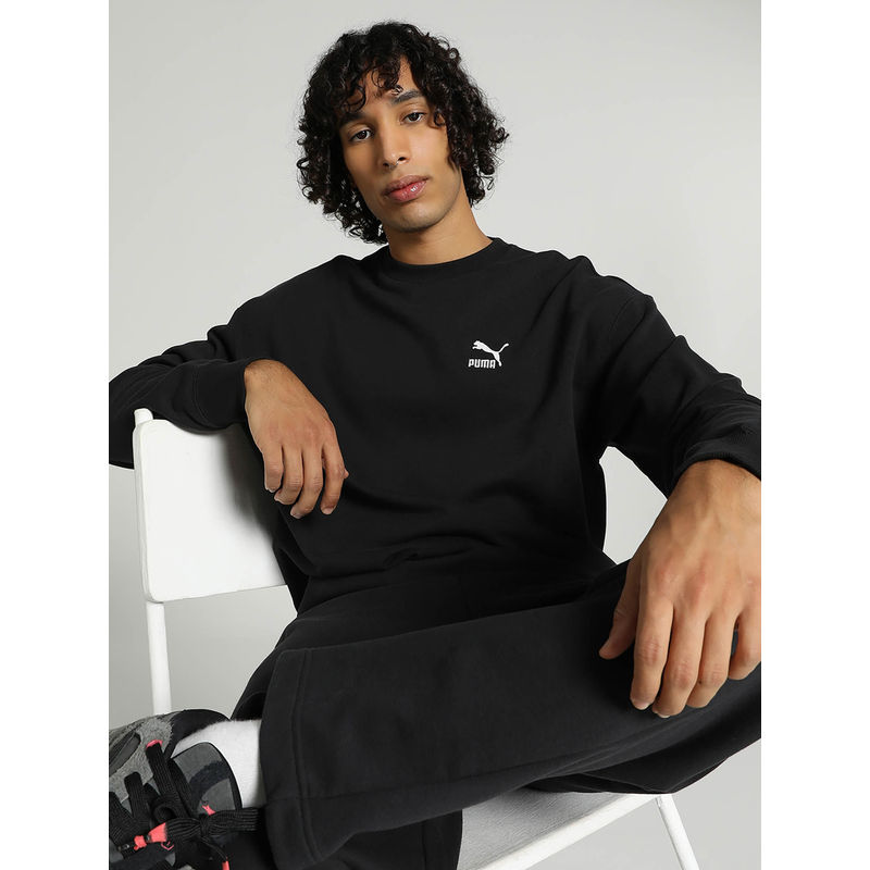 Puma Better Classics Relaxed Crew Unisex Black Sweatshirt (M)
