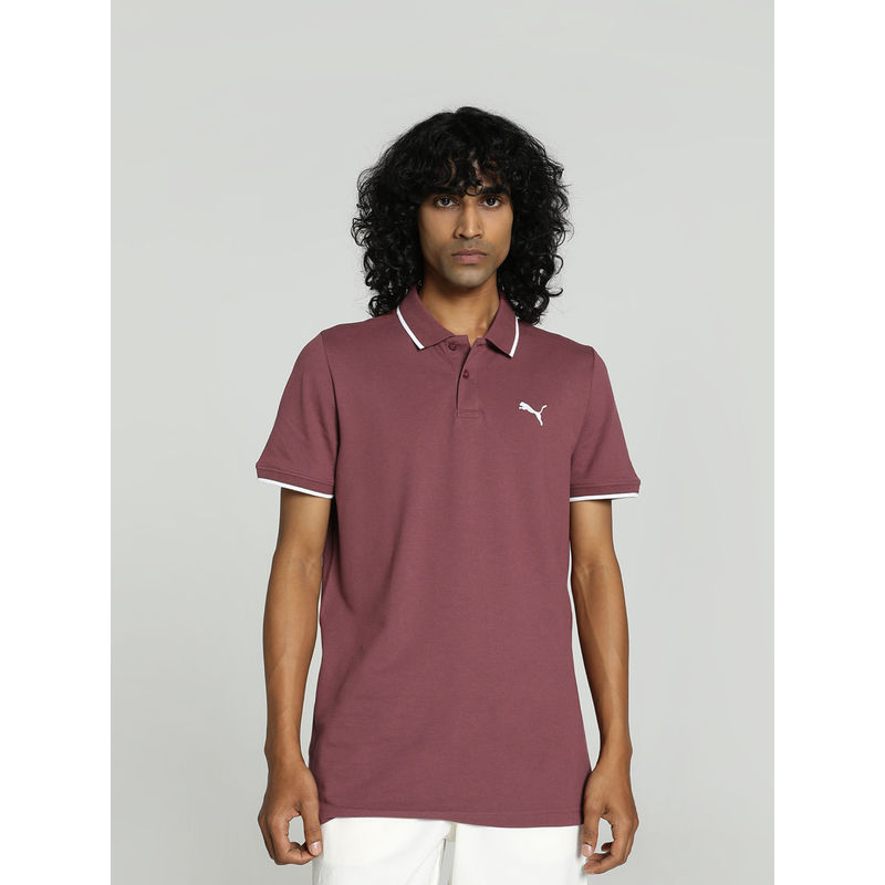 Puma Collar Tipping Polo T-Shirt Men Burgundy (S)