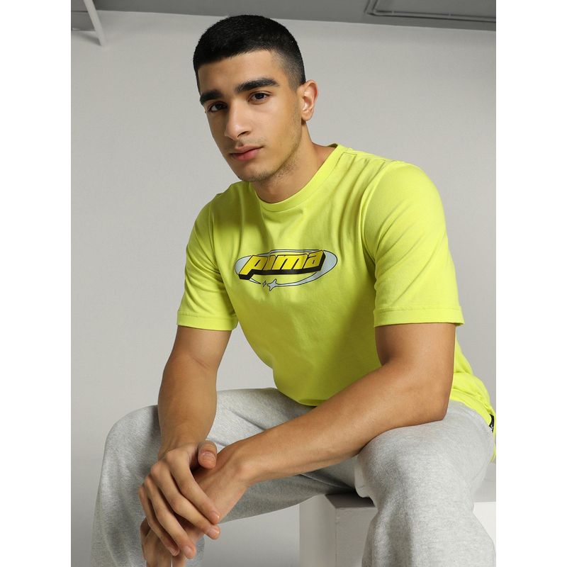 Puma GRAPHICS 2000's Men Yellow T-Shirt (XL)