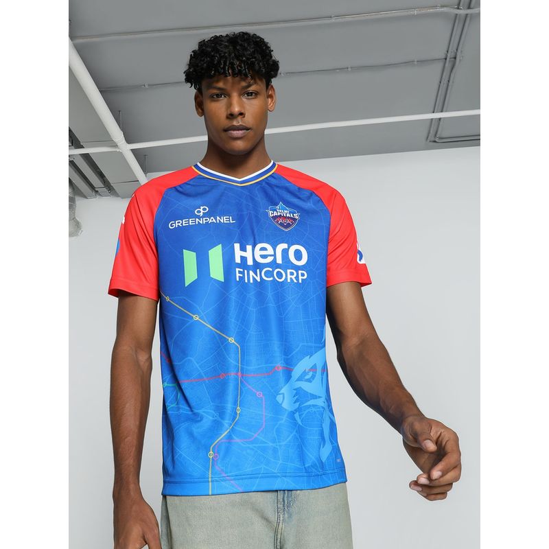 Puma Dc Fan Replica Men 2024 Multi Color Cricket Jersey T-Shirt (XL)