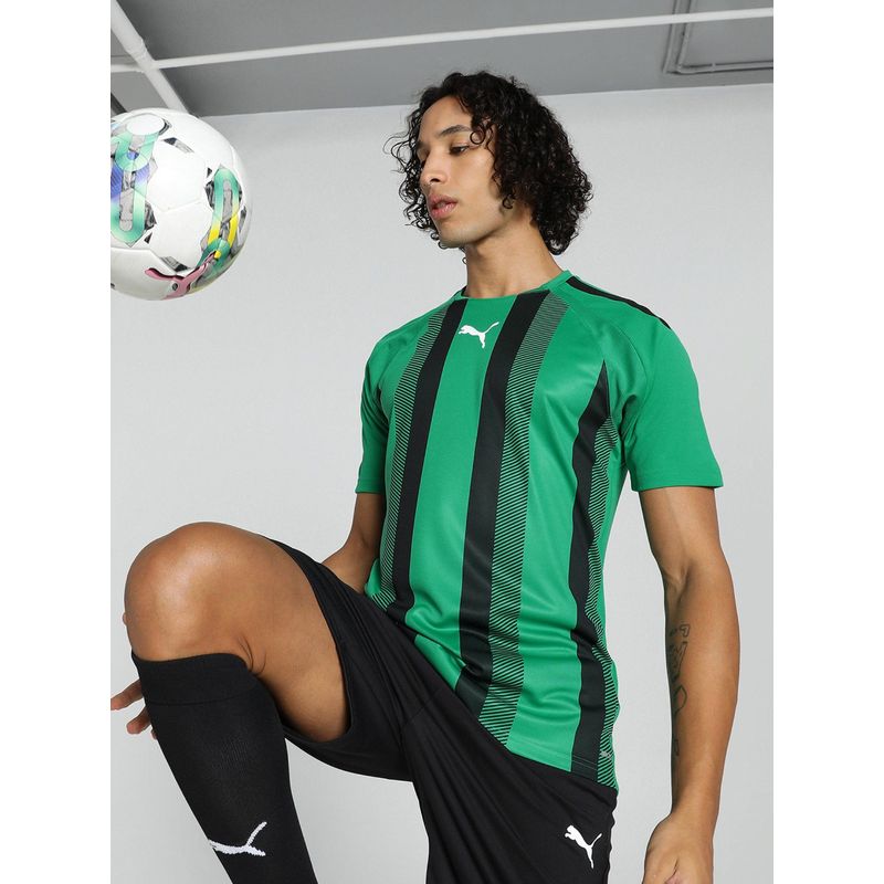 Puma Team Liga Striped Jersey Mens Green T-Shirt (XS)