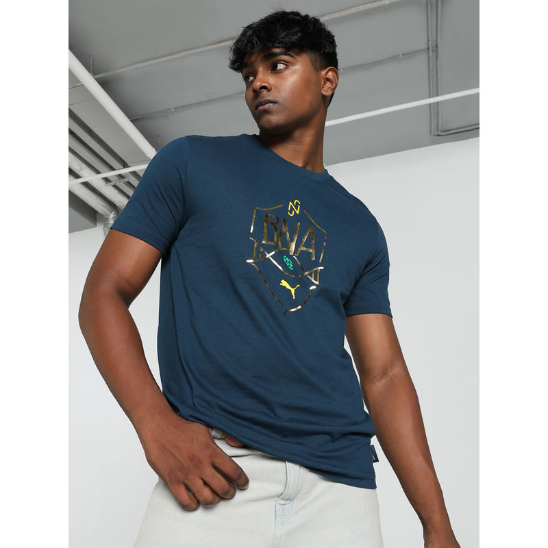 Puma Neymar Jr Bna Men Football Logo T-Shirt Navy Blue (XS)