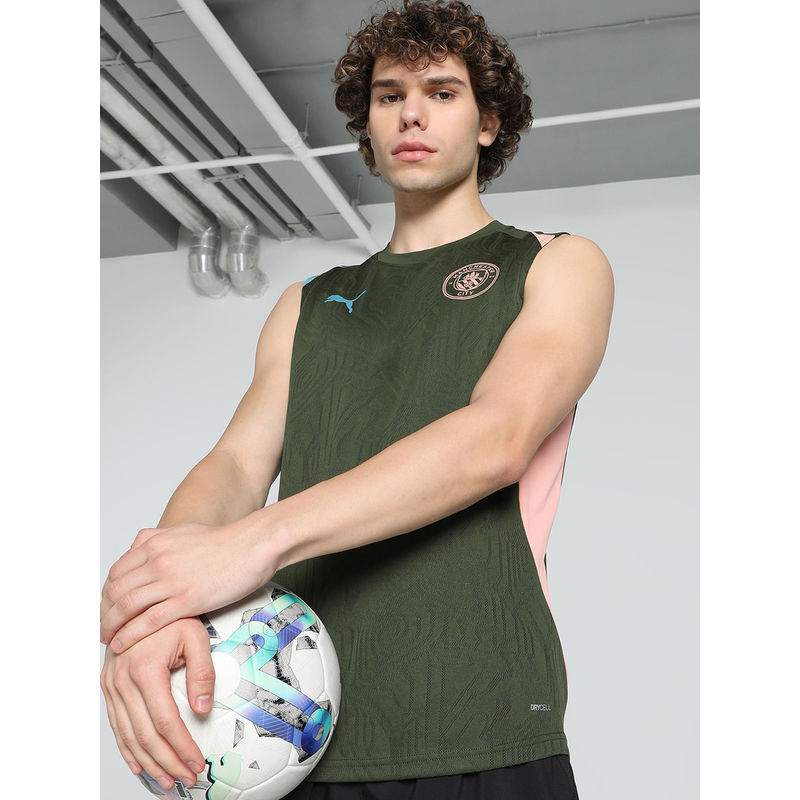 Puma Manchester City Sleeveless Training Men Slim Fit Football Tank Olive (S)