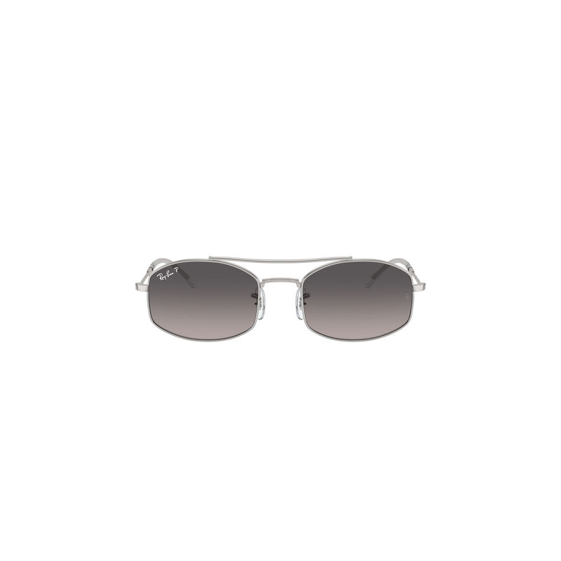 Ray-Ban Oval Sunglasses With Silver Frame In Grey Lens - 0Rb3719 (5.1)