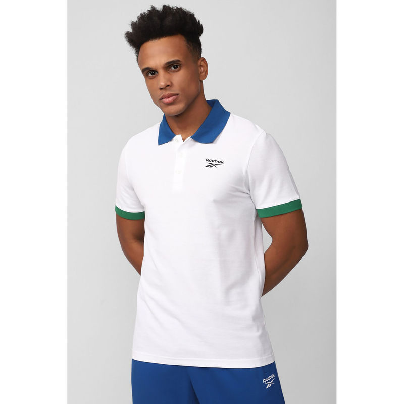 Reebok Mens Wce White Printed Polo T-Shirt (S)
