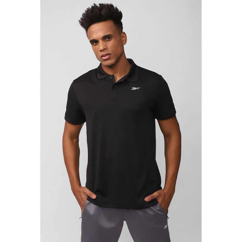 Reebok Mens Power Mesh Black Solid Polo T-Shirt (M)