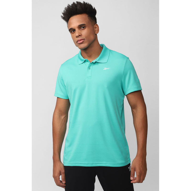 Reebok Mens Power Mesh Green Solid Polo T-Shirt (XS)