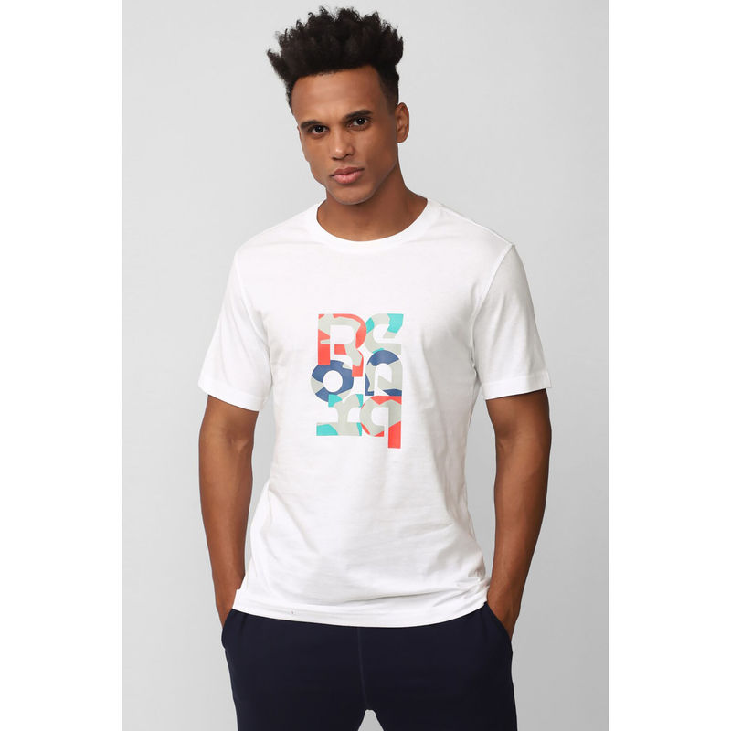 Reebok Mens Workout White Printed T-Shirt (XL)