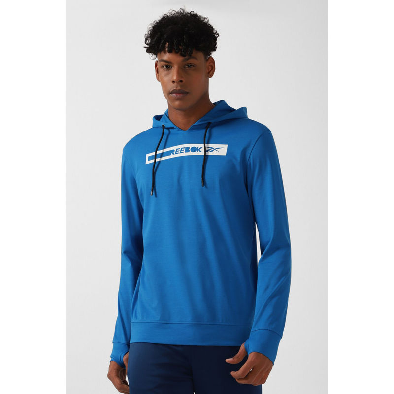 Reebok Mens Aggressive Stretch Hooded Sweatshirt Blue (XS)