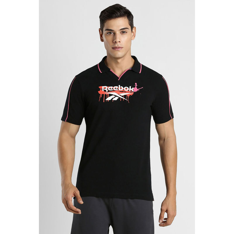 Reebok Black Men Skate INC Polo T-Shirt Brand Carrier (M)