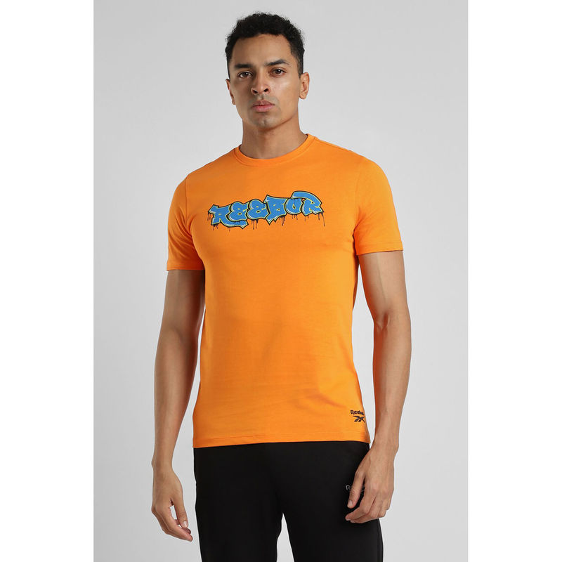 Reebok Orange Men T Shirt (XS)