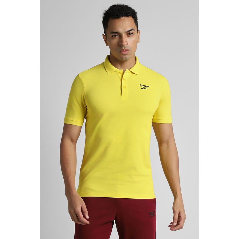 Reebok Yellow Men Polo T-Shirt Shirt (XS)