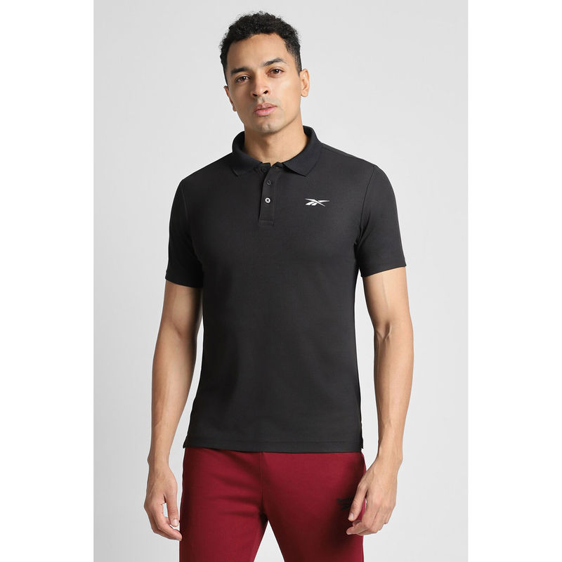 Reebok Black Men Polo T-Shirt Shirt (S)