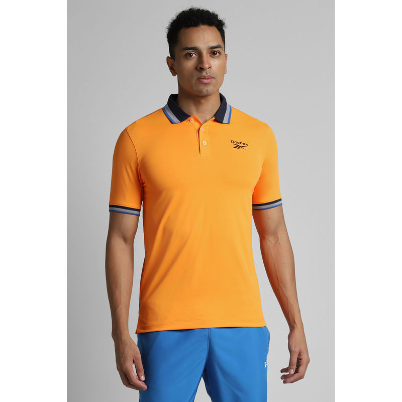 Reebok Orange Men Polo T-Shirt Shirt (XS)