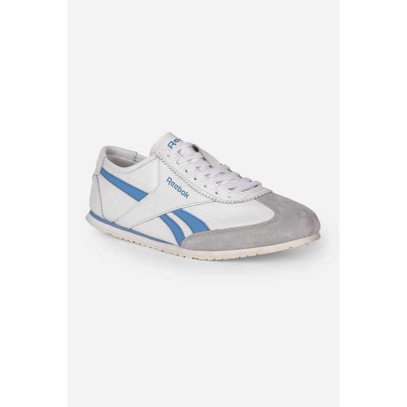 Reebok White & Blue Unisex Super Club Classic Leather Sneakers (UK 6)