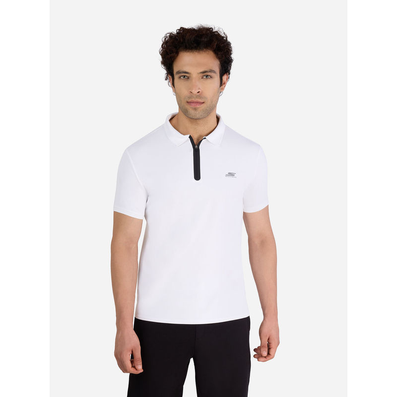 Buy SKECHERS White Ss Zip Polo T-shirt Online