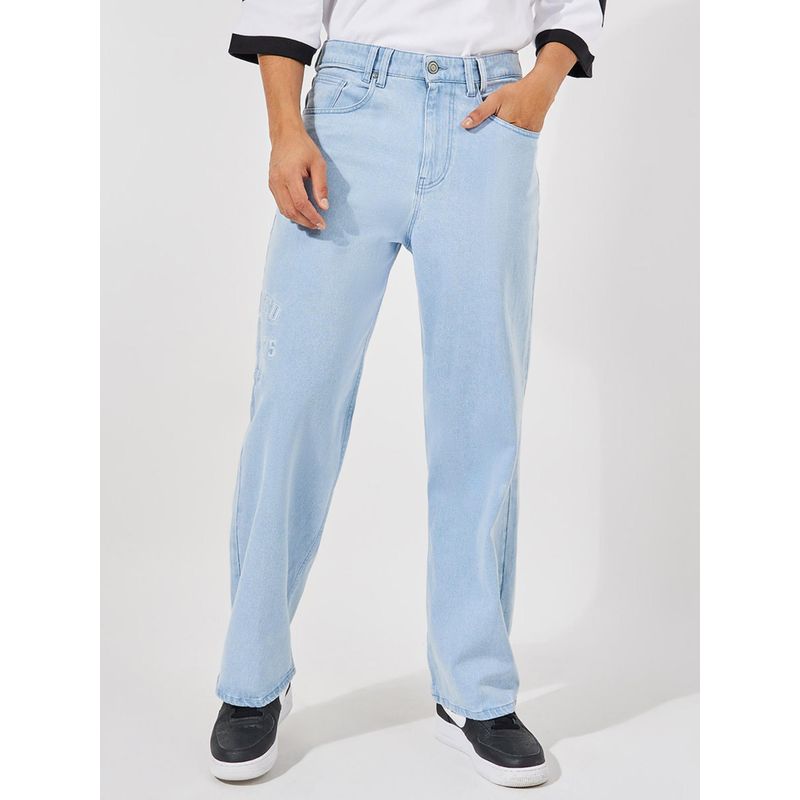 Styli Men Light Blue Premium Wide Leg Jeans (32)