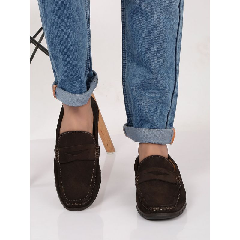 Teakwood Men Brown Suede Leather Loafers (EURO 40)