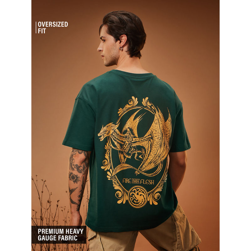 The Souled Store Official House Of Dragon Fire Made Flesh Oversized T-Shirt (L)