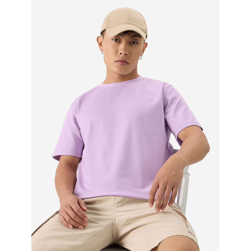 The Souled Store Official Solids Faded Purple T-Shirt (XL)