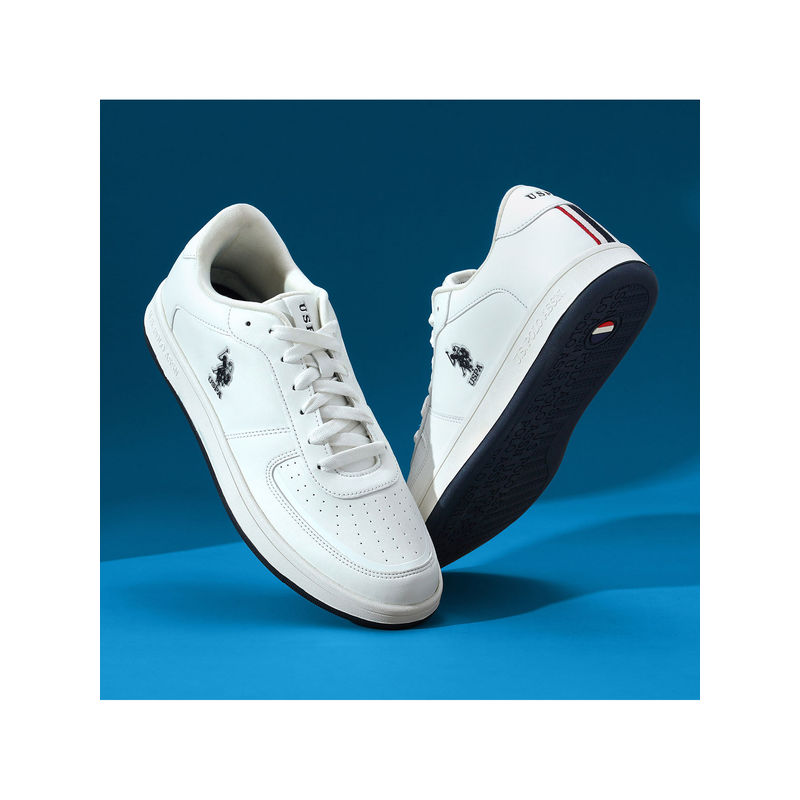 U.S. POLO ASSN. Men Rein 2.0 Off White Retro Court Sneakers (UK 6)