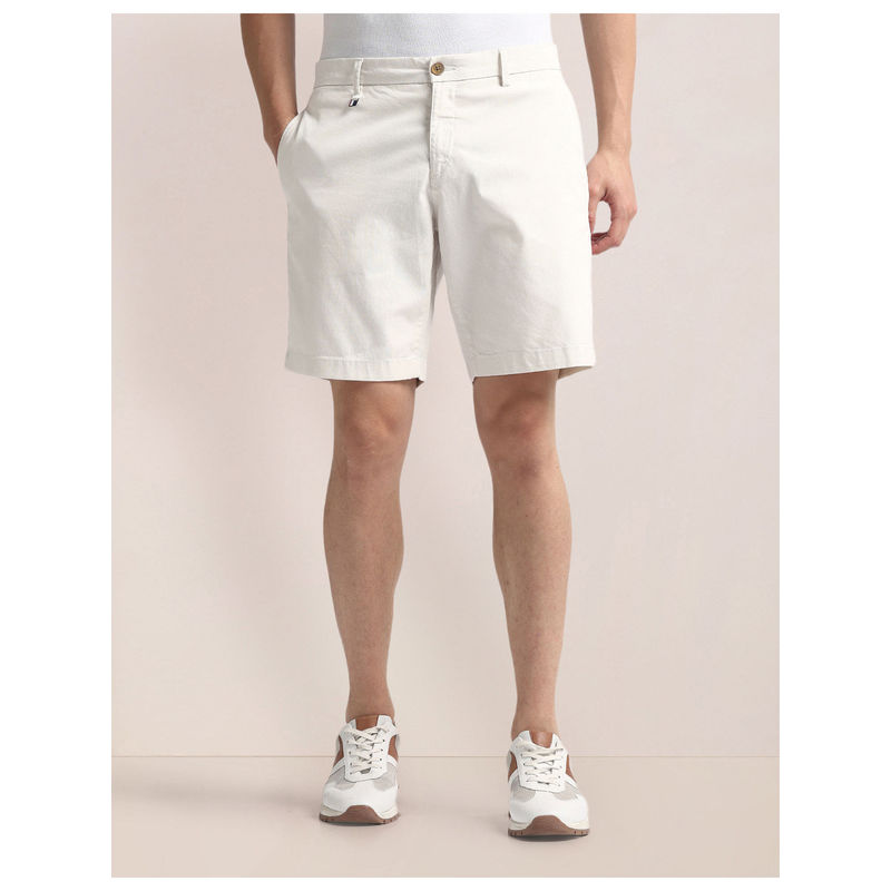 U.S. POLO ASSN. White Slim Fit Dobby Shorts (44)