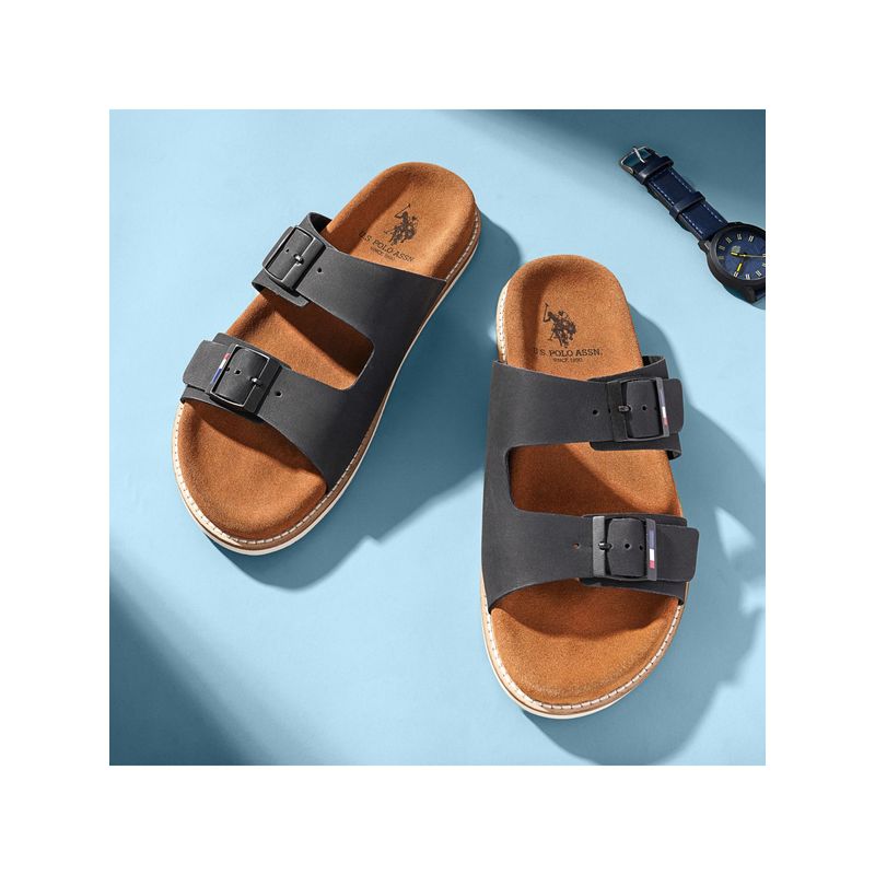 U.S. POLO ASSN. Men Mendy Black Flat Sandals (UK 10)