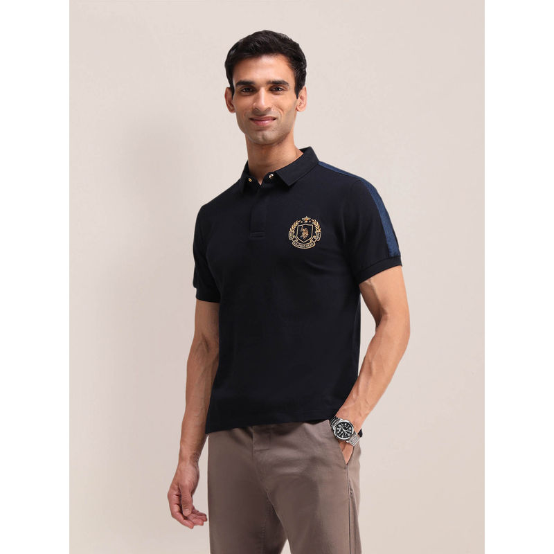 U.S. POLO ASSN. Mens Navy Blue Solid Polo T-Shirt (XL)