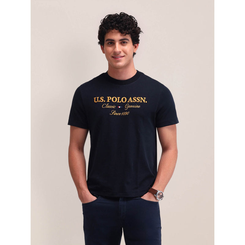 U.S. POLO ASSN. Mens Navy Blue Solid T-Shirt (S)