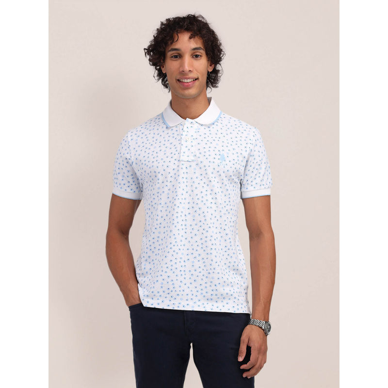 U.S. POLO ASSN. Mens White Floral Printed Polo T-Shirt (XL)