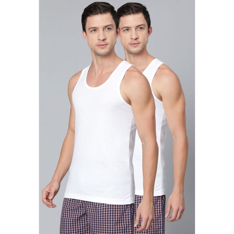 Van Heusen Men Pack of 2 Moisture Activated & Super Soft Cool It Vest - White (Pack of 2) (M)