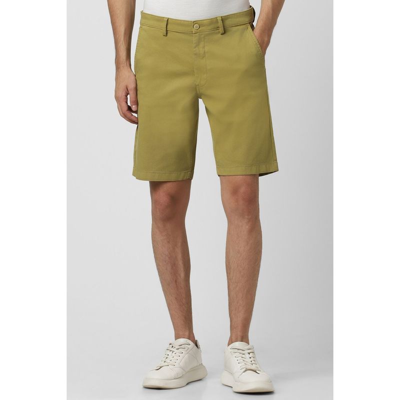 Van Heusen Men Green Solid Casual Shorts (30)