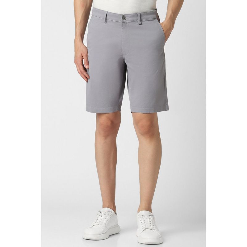 Van Heusen Men Grey Solid Casual Shorts (30)