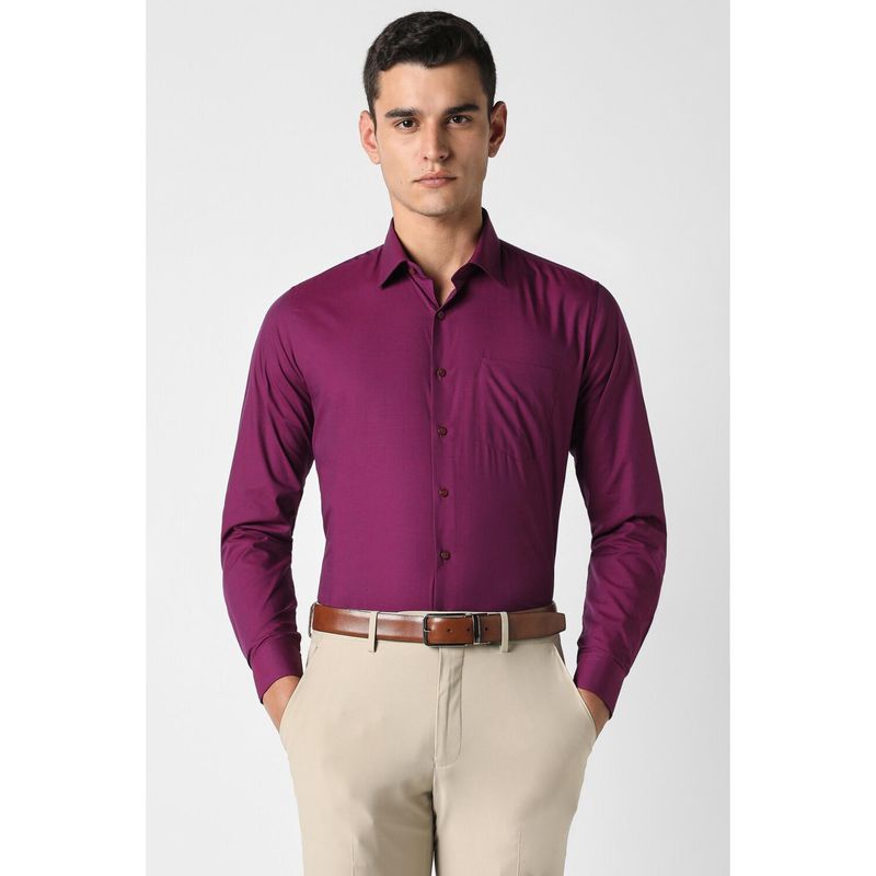 Van Heusen Men Purple Slim Fit Solid Full Sleeves Formal Shirt (44)