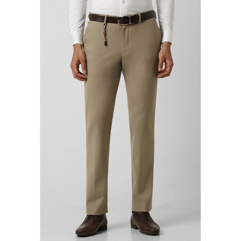 Van Heusen Men Beige Solid Slim Fit Chinos Trousers (30)