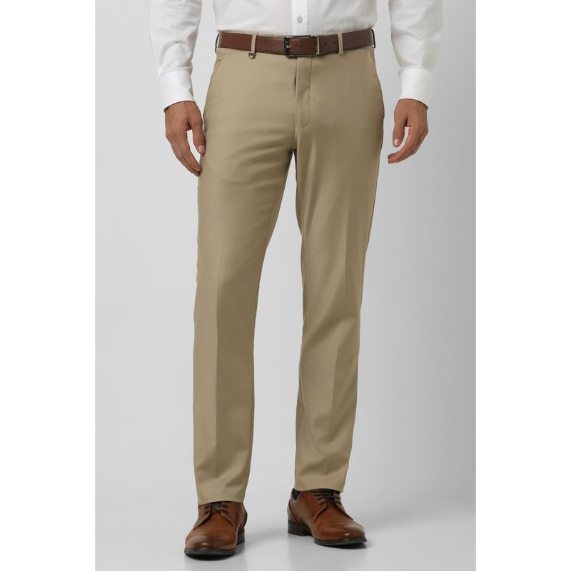 Van Heusen Men Khaki Solid Slim Fit Trouser (36)