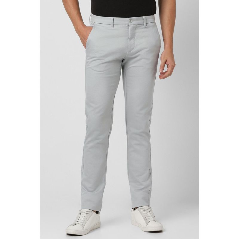 Van Heusen Men Grey Textured Slim Fit Chinos (30)