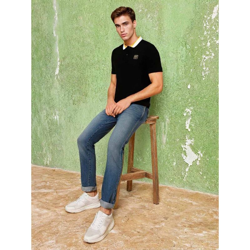 Wrangler Mens Solid Black Polo T-Shirt (M)