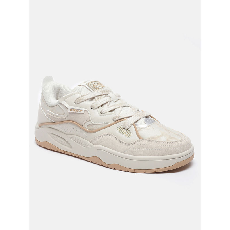 Xtep Men Skateboarding Chunky Streetwear Lightweight Beige Sneakers (UK 8.5)