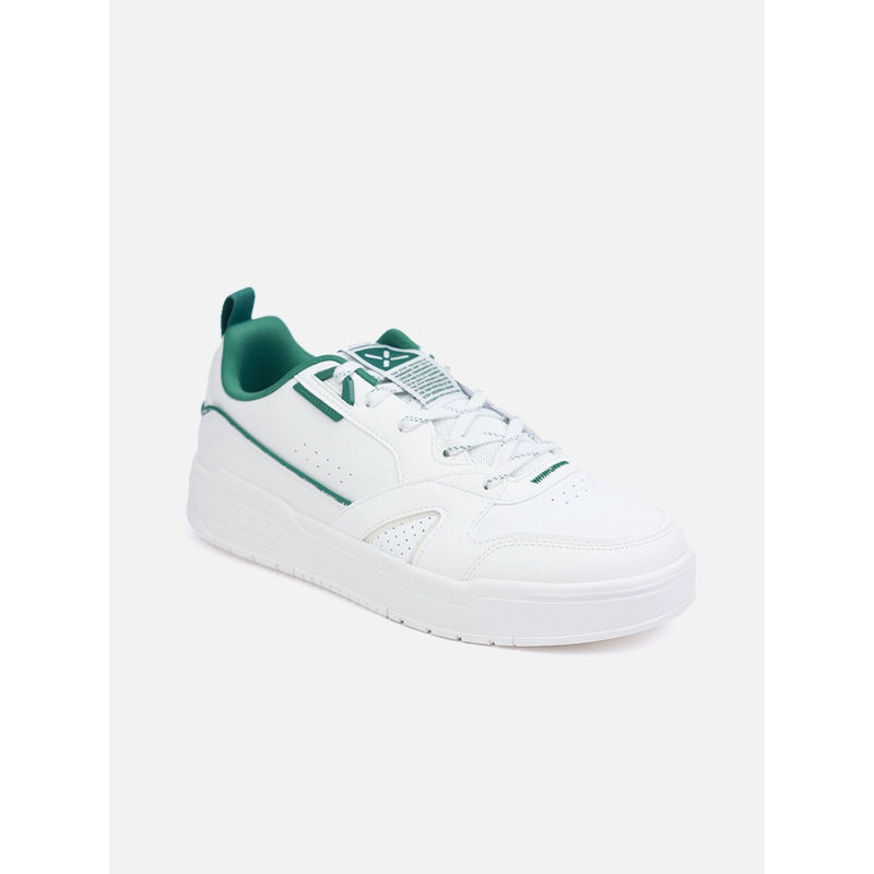 Xtep White & Green Leather Upper Classic Sneakers for Men (UK 10)