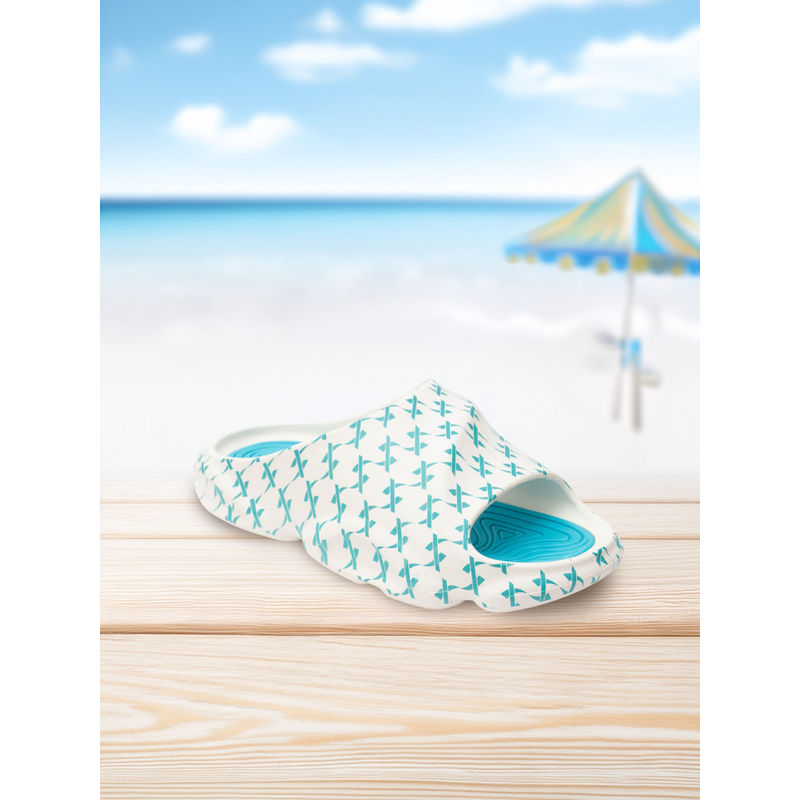 Xtep Unisex Basic Casual Printed Sliders Blue & White (UK 9)