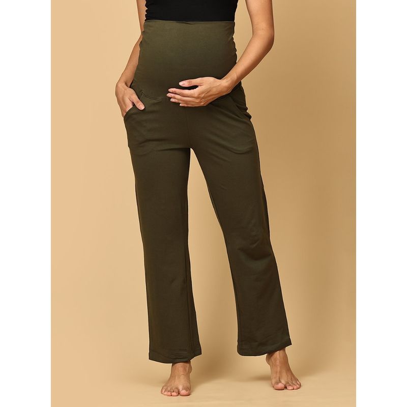 The Mom Store Comfy Maternity Trackpants - Olive (2XL)