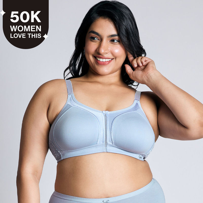 Nykd By Nykaa Everyday Cotton M-Frame Bounce Control Non-Padded Non-Wired Bra NYB101 Light Blue (38DD)