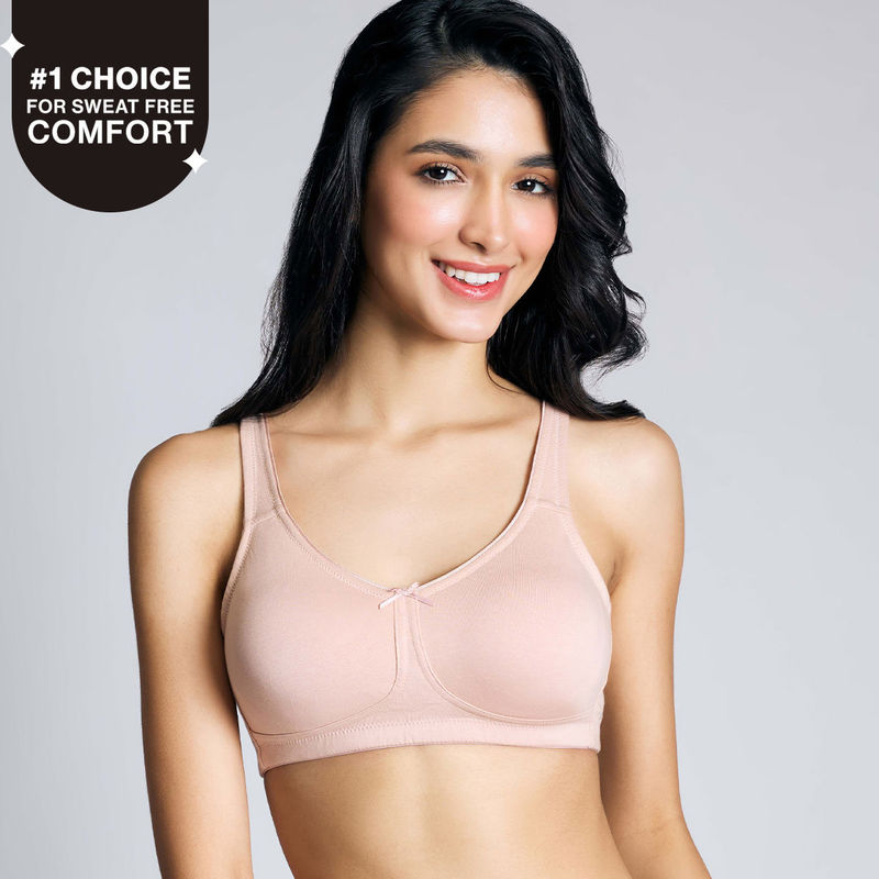 No Sweat Breast Separating Breathe Cotton Non Padded Non Wired Bra Sand NYB105 (36D)