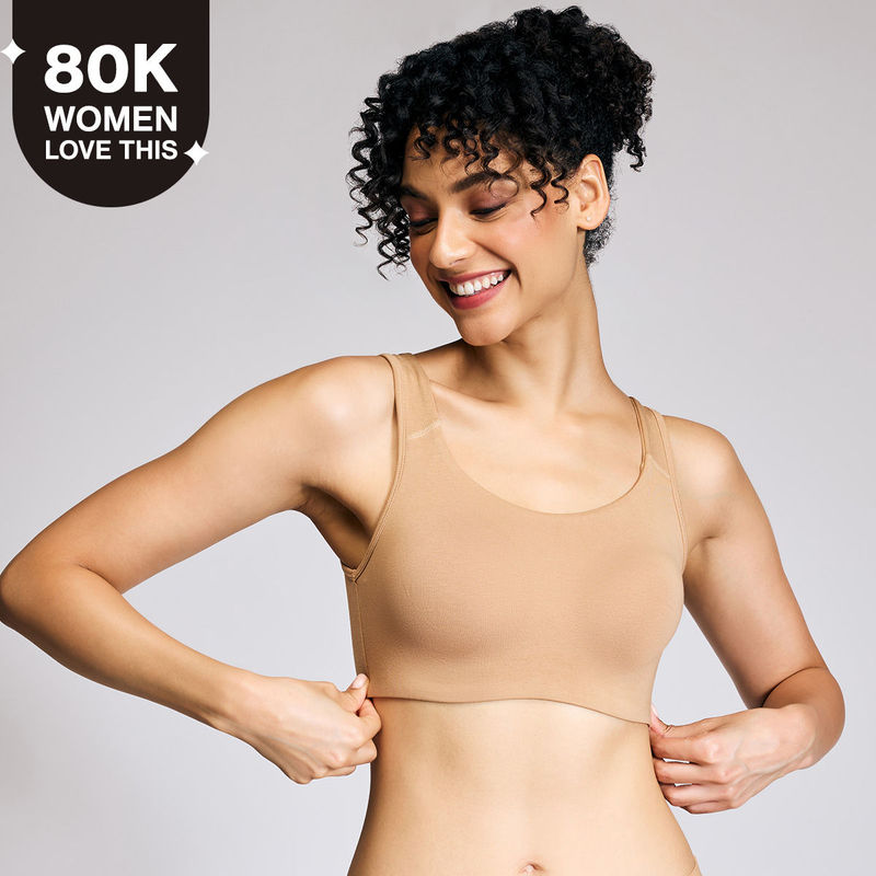 Nykd by Nykaa Soft Cup Easy-Peasy Slip-On Bra With Full Coverage - Brown NYB113 (L)