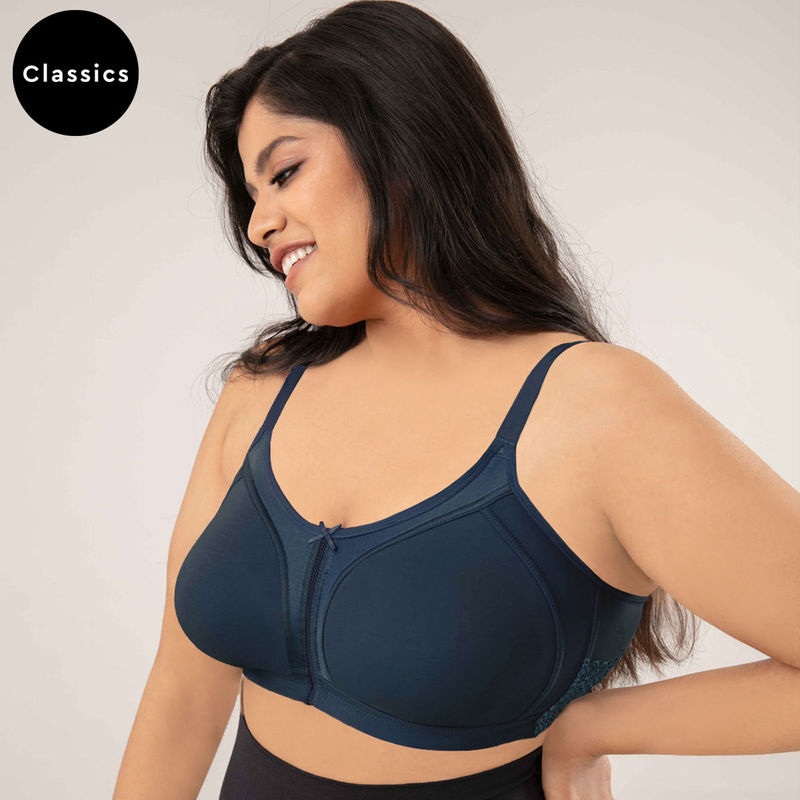Nykd By Nykaa Everyday Cotton M-Frame Bounce Control Non-Padded Non-Wired Bra NYB101 Dark Blue (36DD)