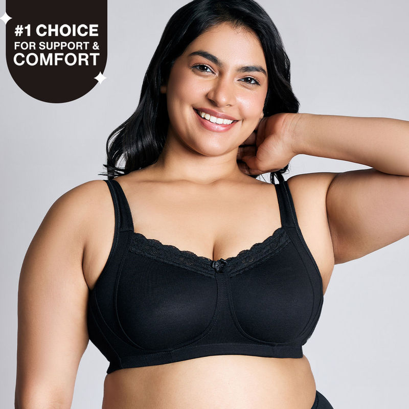 Nykd by Nykaa Everyday Pretty Lace Bra - Jet Black NYB190 (38DD)