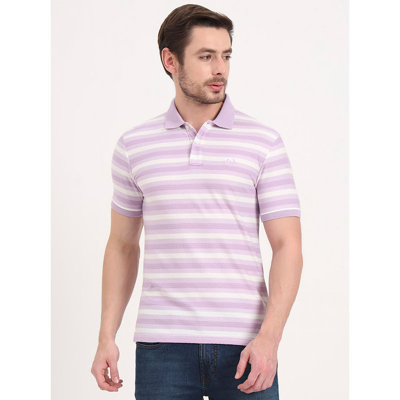 Greenfibre Men White Stripes Polo T-Shirt (39)
