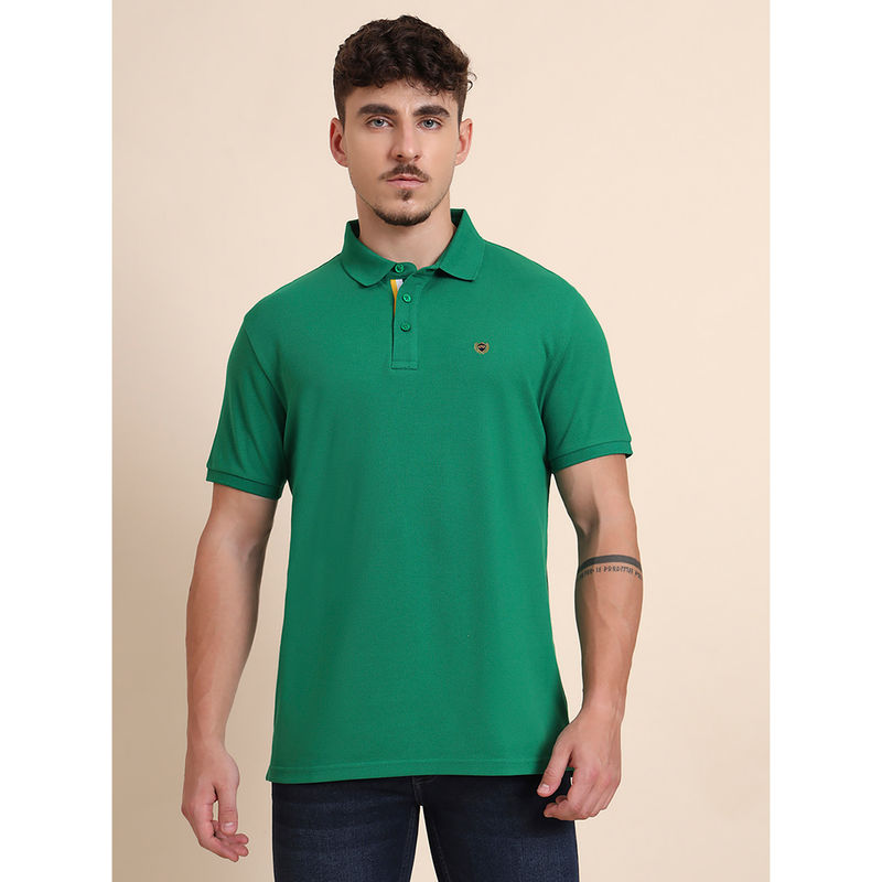 JadeBlue Men Green Solid Polo T-Shirt (40)